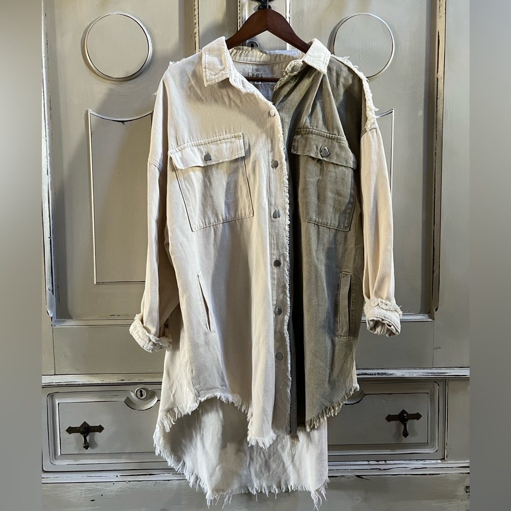 Color Block Shacket Duster